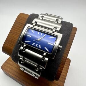 Fred Belay Blue Dial Rectangular Quartz Ladies Watch Stainless Steel Bracelet